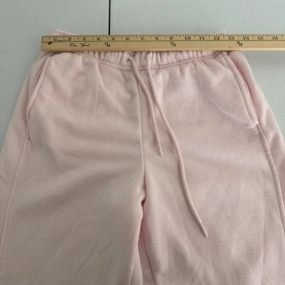Pink Wide Leg Sweatpants Drawstring Joggers Fleece Medium Loungewear Baggy - Picture 8 of 10